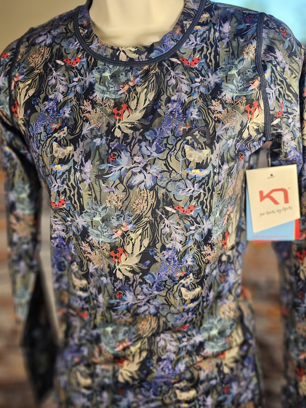 Kari Traa Fryd LS Base Layer Top NWT Women's Small Botanical Ladybug Print